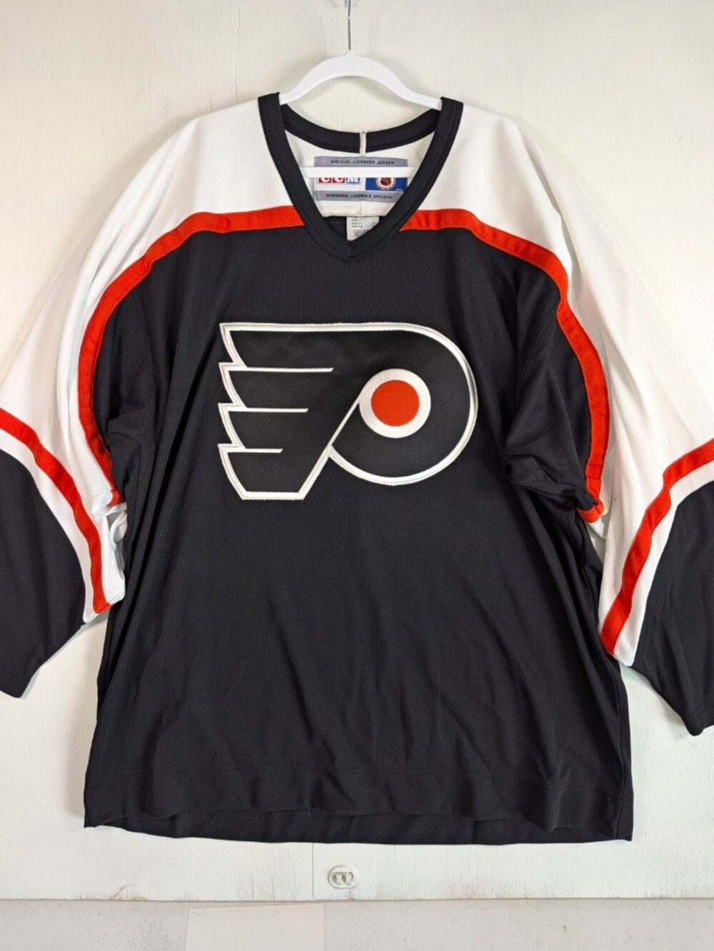 Vintage CCM Philadelphia Flyers NHL Hockey Jersey Mens L Black Orange Alternate
